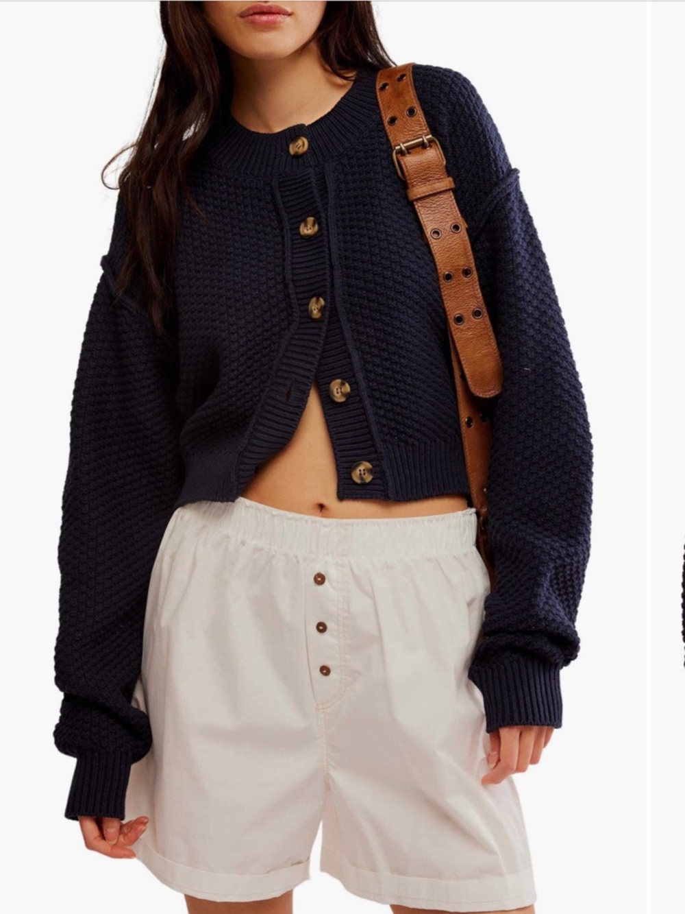 NWT - Free People Lila Crop Cardigan in Sky Captain